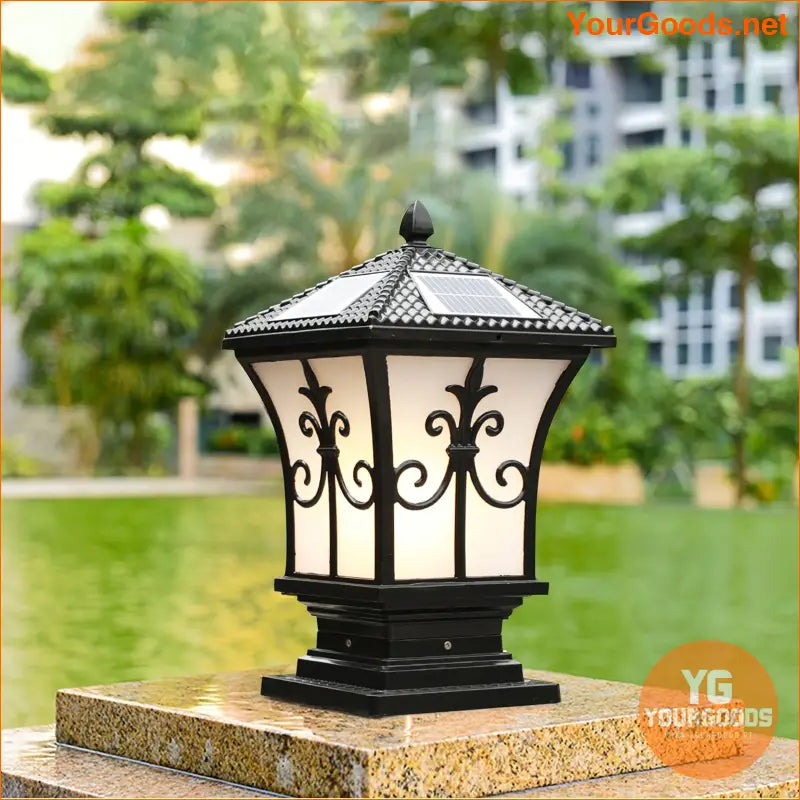 Solar Powered LED Fence Pillar Lamp Black - YourGoods Online Shop