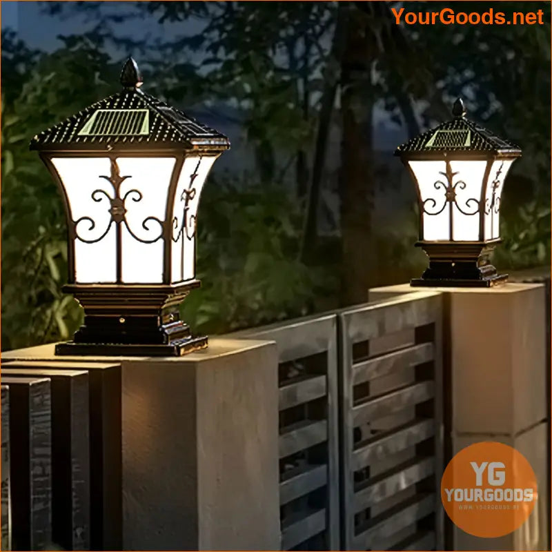 Solar Powered LED Fence Pillar Lamp Black - YourGoods Online Shop