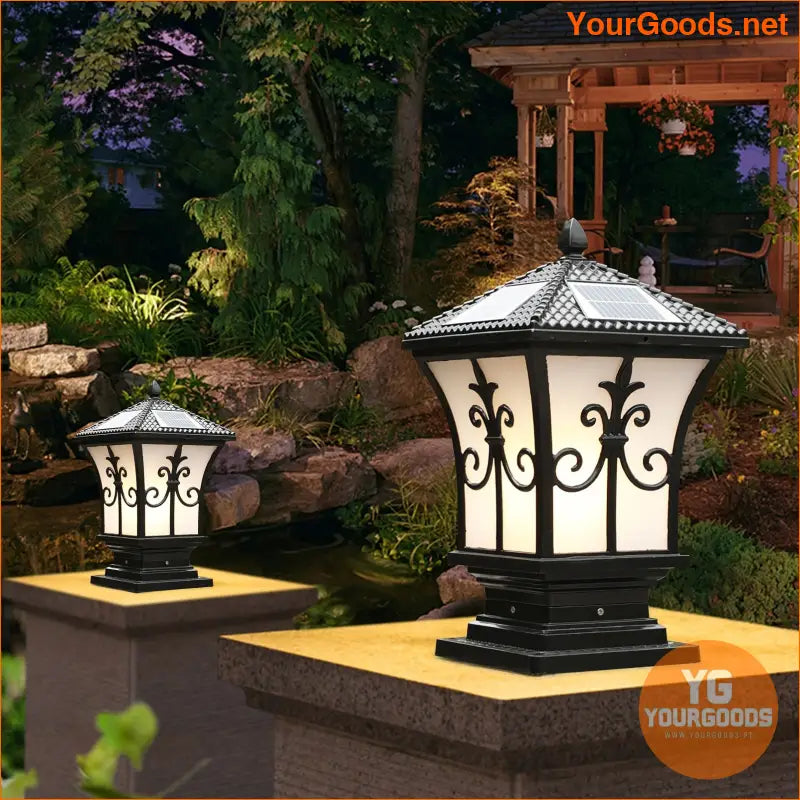 Solar Powered LED Fence Pillar Lamp Black - YourGoods Online Shop