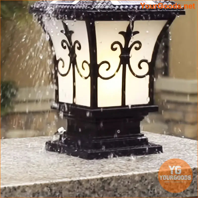 Solar Powered LED Fence Pillar Lamp Black - YourGoods Online Shop