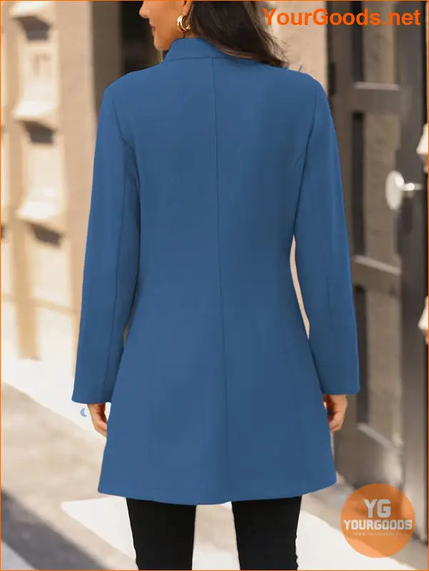 Solid Color Long Sleeve Stand Collar Elegant Woolen Coat - YourGoods Online Shop