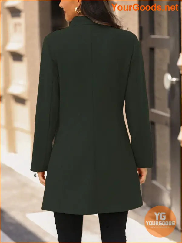 Solid Color Long Sleeve Stand Collar Elegant Woolen Coat - YourGoods Online Shop