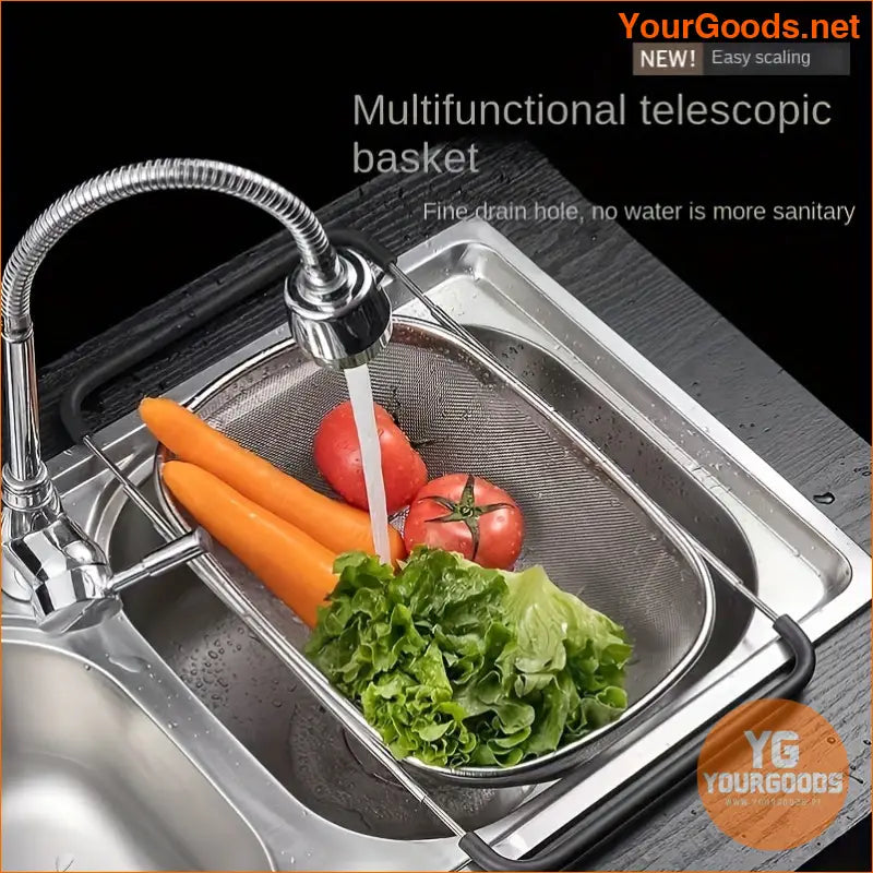 Space Saving Adjustable Stainless Steel Colander Basket - YourGoods Online Shop