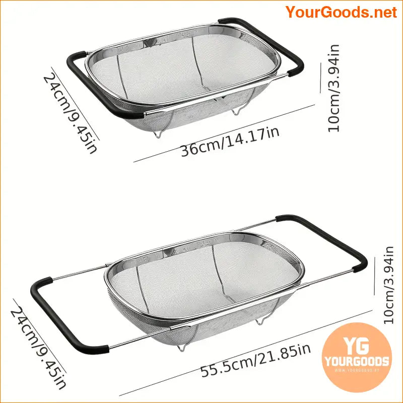 Space Saving Adjustable Stainless Steel Colander Basket - YourGoods Online Shop