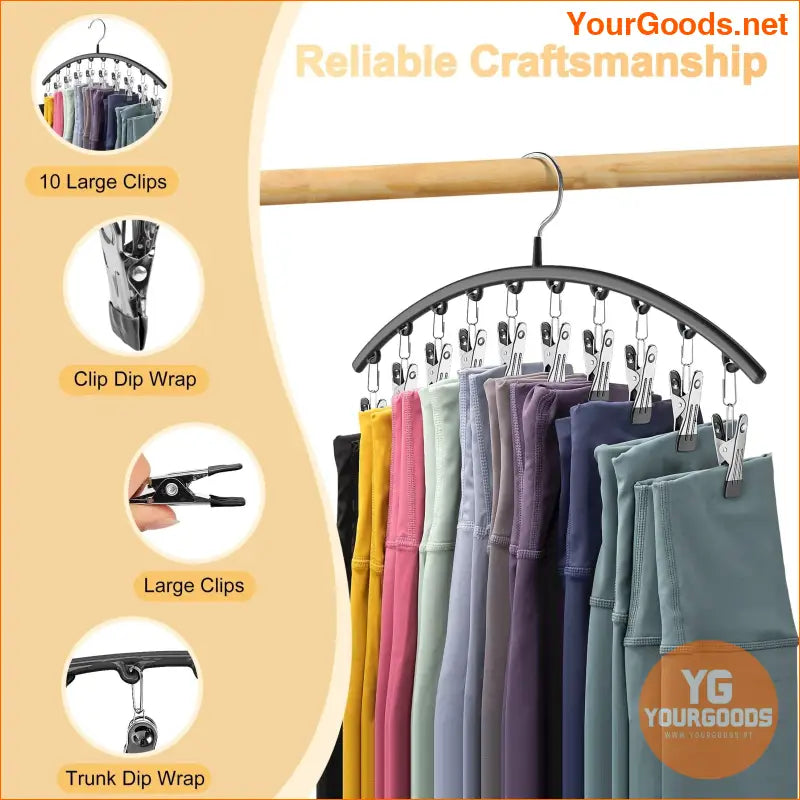 Space Saving Metal Legging Hanger with 10 Clips Black - YourGoods Online Shop