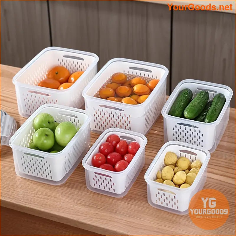 Stackable Fridge Bins with Drain Baskets 6Piece Set - YourGoods Online Shop