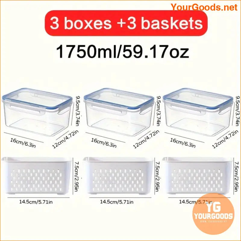 Stackable Fridge Bins with Drain Baskets 6Piece Set - YourGoods Online Shop