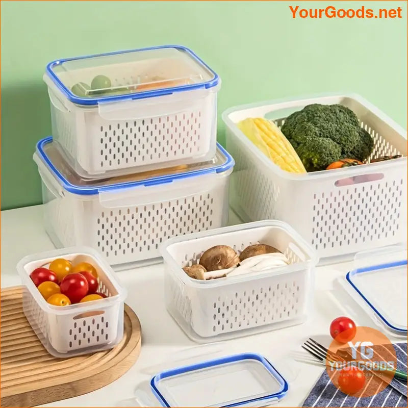 Stackable Fridge Bins with Drain Baskets 6Piece Set - YourGoods Online Shop