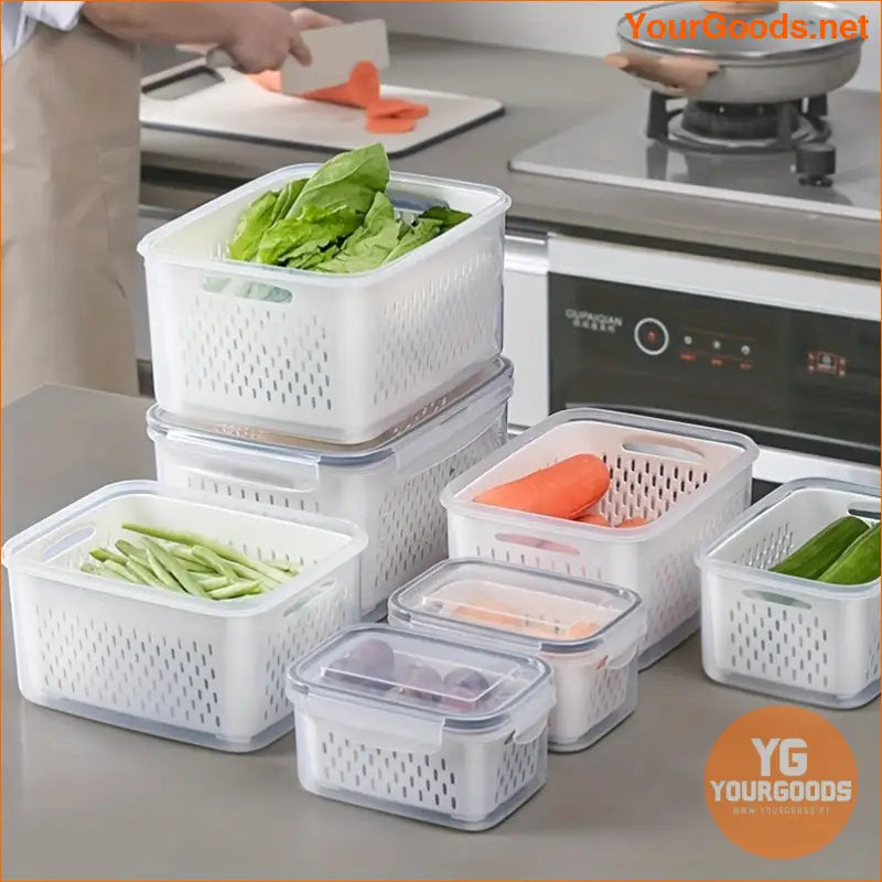 Stackable Fridge Bins with Drain Baskets 6Piece Set - YourGoods Online Shop