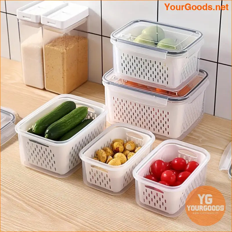 Stackable Fridge Bins with Drain Baskets 6Piece Set - YourGoods Online Shop