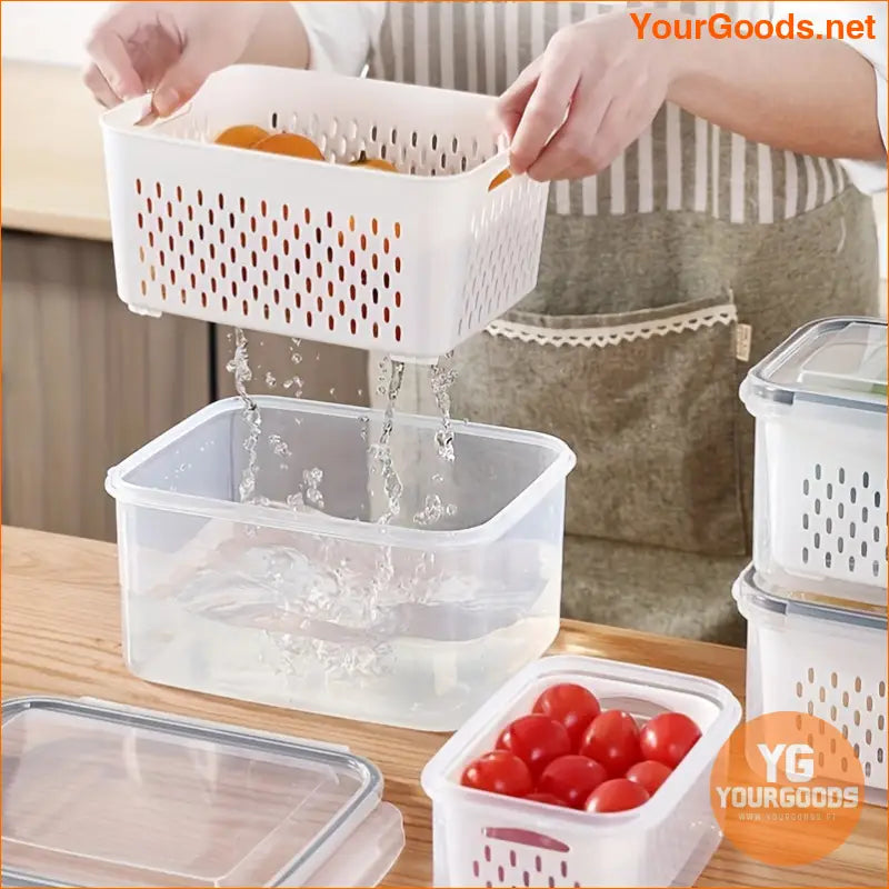 Stackable Fridge Bins with Drain Baskets 6Piece Set - YourGoods Online Shop