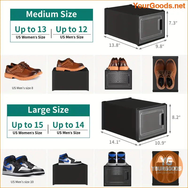 Stackable XL Shoe Storage Box 36 PCS Black Containers - YourGoods Online Shop