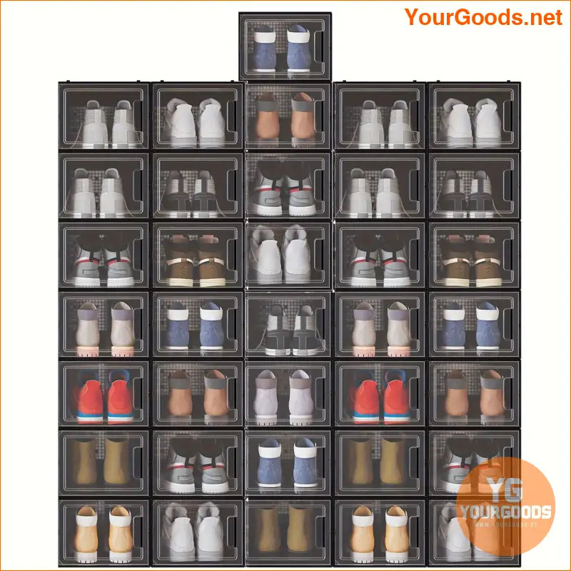 Stackable XL Shoe Storage Box 36 PCS Black Containers - YourGoods Online Shop