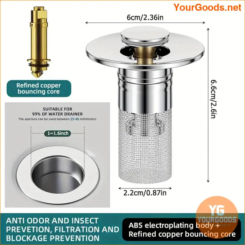 Stainless Steel Anti Odor PopUp Sink Drain Stopper - YourGoods Online Shop