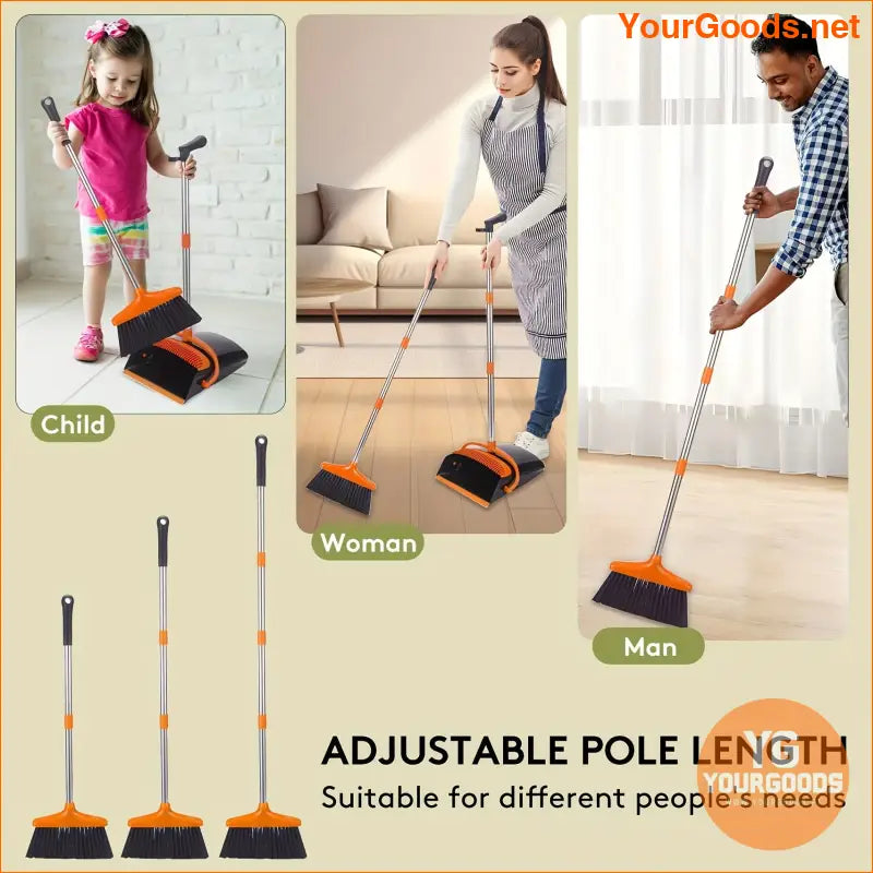 Stand-Up Broom & Dustpan Set for Indoor/Outdoor Cleaning - YourGoods Online Shop