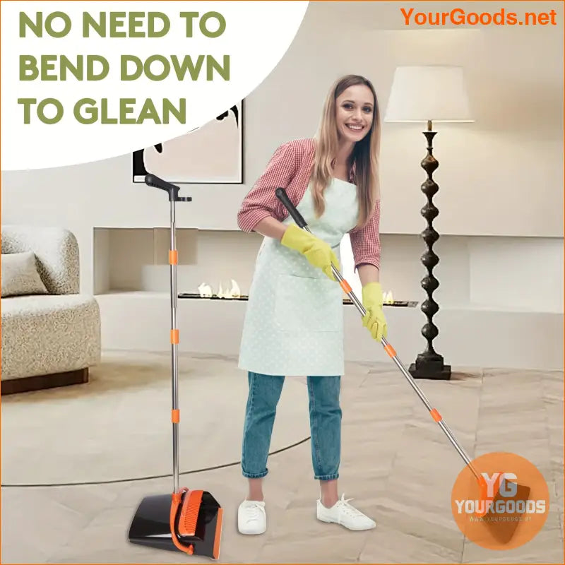 Stand-Up Broom & Dustpan Set for Indoor/Outdoor Cleaning - YourGoods Online Shop