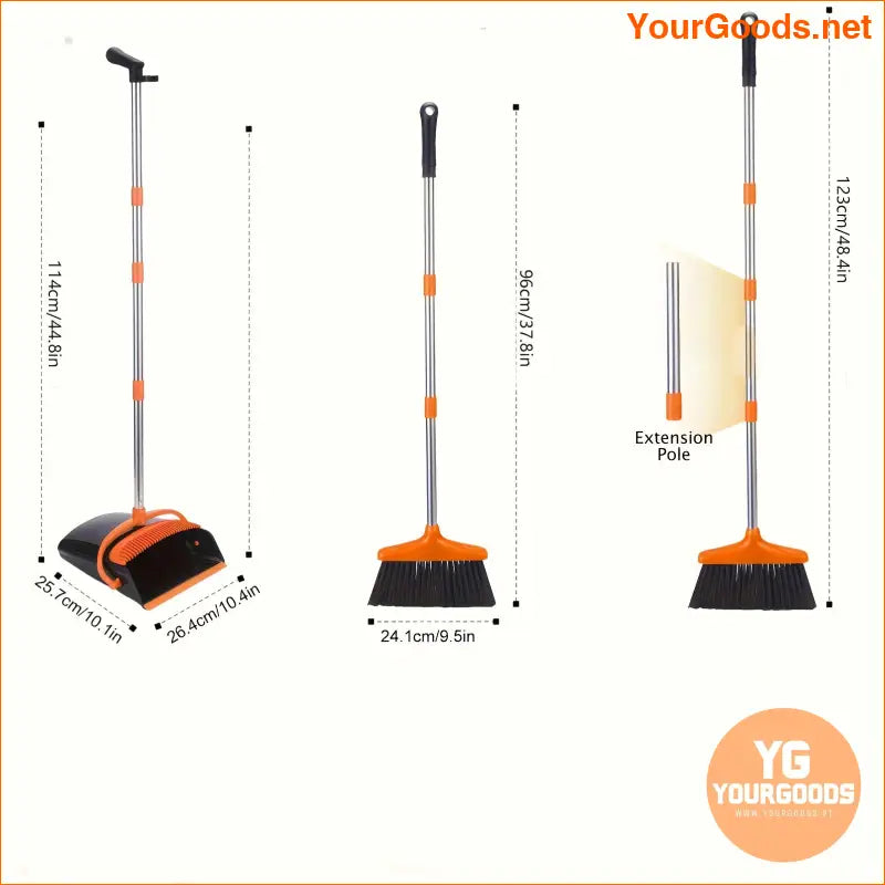 Stand-Up Broom & Dustpan Set for Indoor/Outdoor Cleaning - YourGoods Online Shop