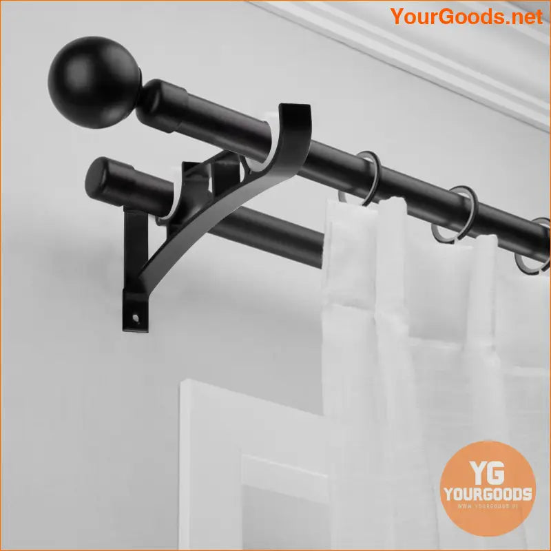 Sturdy Double Black Metal Curtain Rod Brackets 2 Sets - YourGoods Online Shop