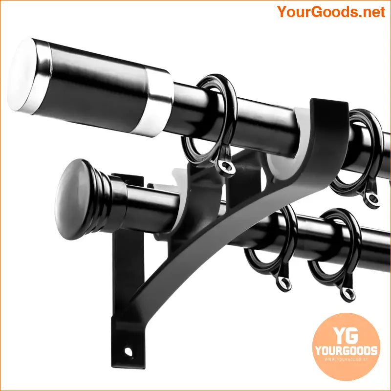 Sturdy Double Black Metal Curtain Rod Brackets 2 Sets - YourGoods Online Shop