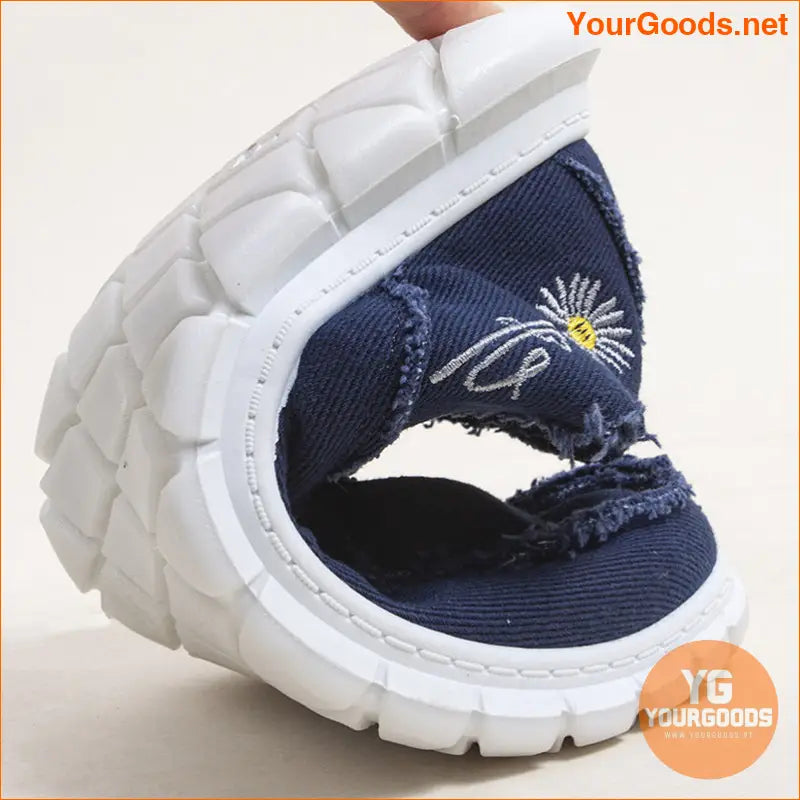 Stylish Daisy Embroidered Denim Loafers Comfy Trendy Durable - YourGoods Online Shop