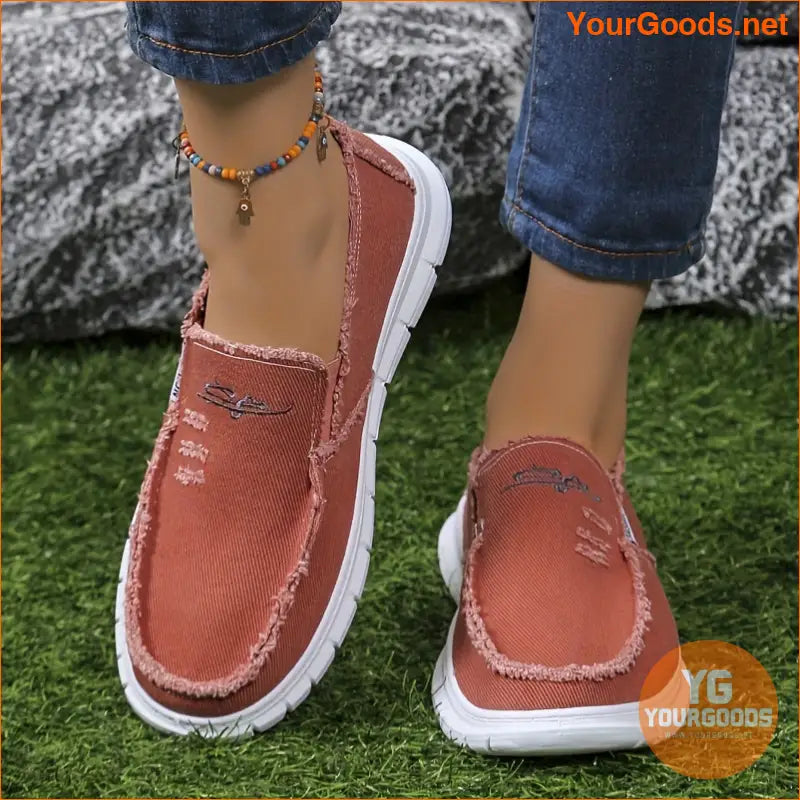 Stylish Daisy Embroidered Denim Loafers Comfy Trendy Durable - YourGoods Online Shop