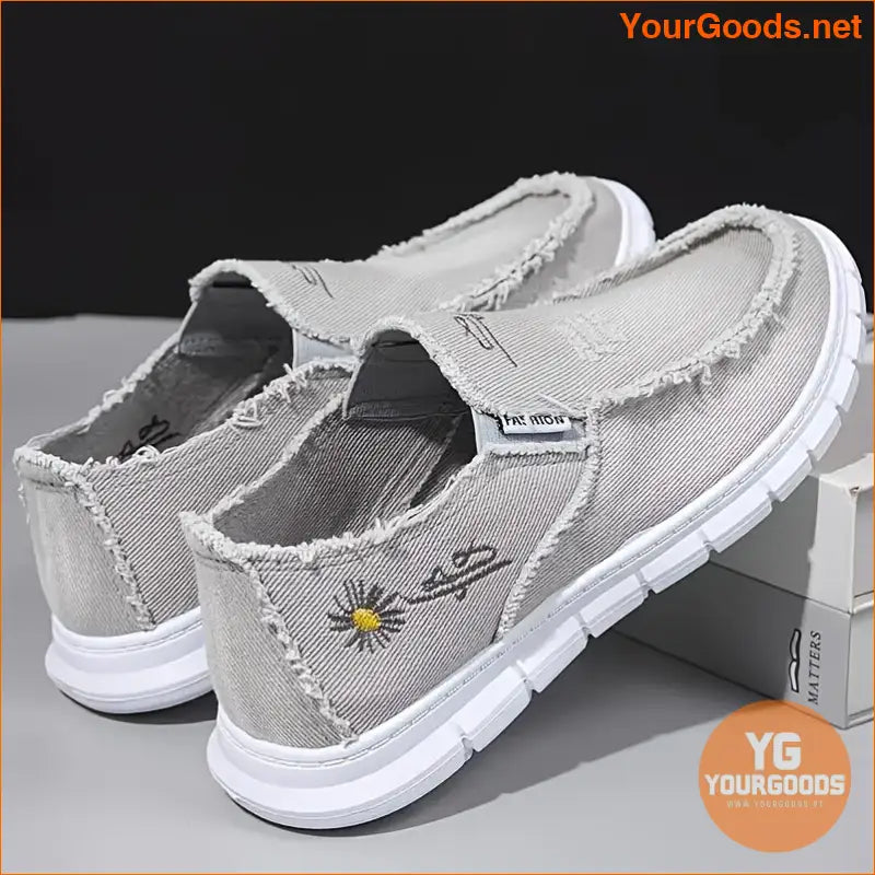 Stylish Daisy Embroidered Denim Loafers Comfy Trendy Durable - YourGoods Online Shop