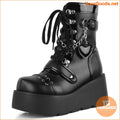 Stylish Goth Punk MidCalf Wedge Heel Boots - YourGoods Online Shop