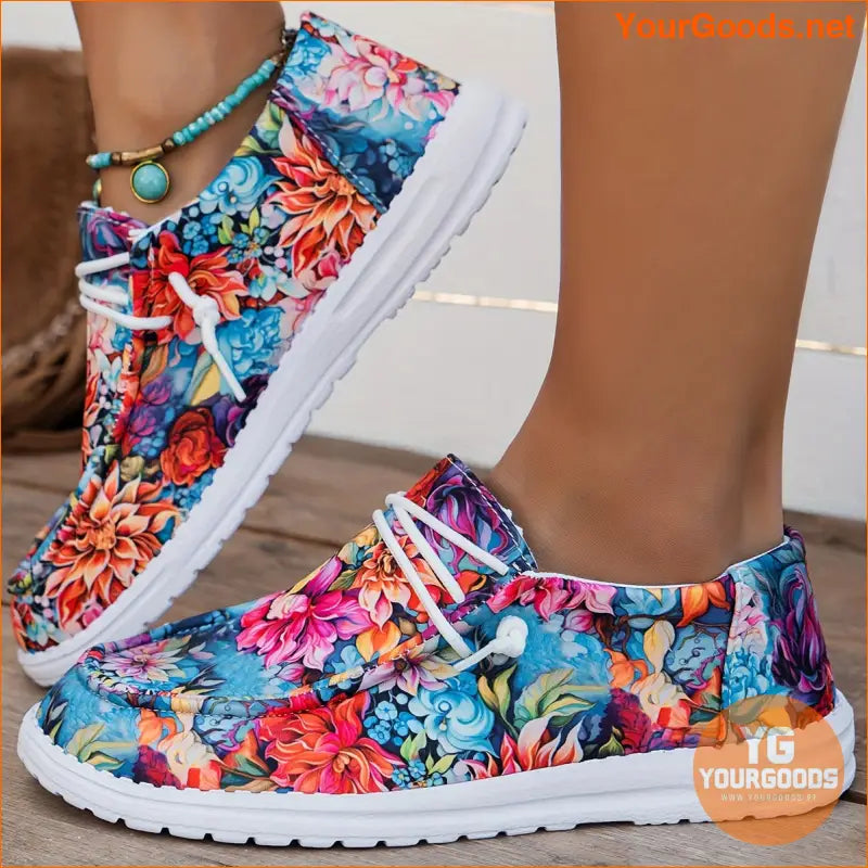 Stylish Lightweight Floral Canvas Sneakers Breathable Comfortable Easy SlipOn - YourGoods Online Shop