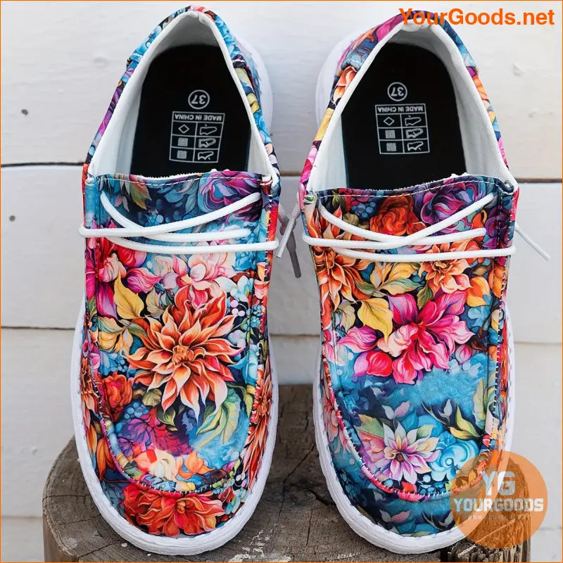 Stylish Lightweight Floral Canvas Sneakers Breathable Comfortable Easy SlipOn - YourGoods Online Shop