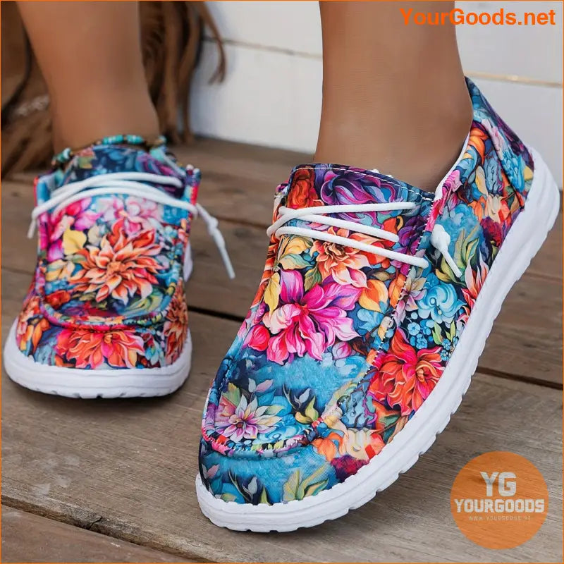 Stylish Lightweight Floral Canvas Sneakers Breathable Comfortable Easy SlipOn - YourGoods Online Shop