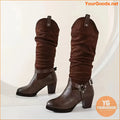 Stylish Womens Chunky Heel Buckle Strap Boots - YourGoods Online Shop