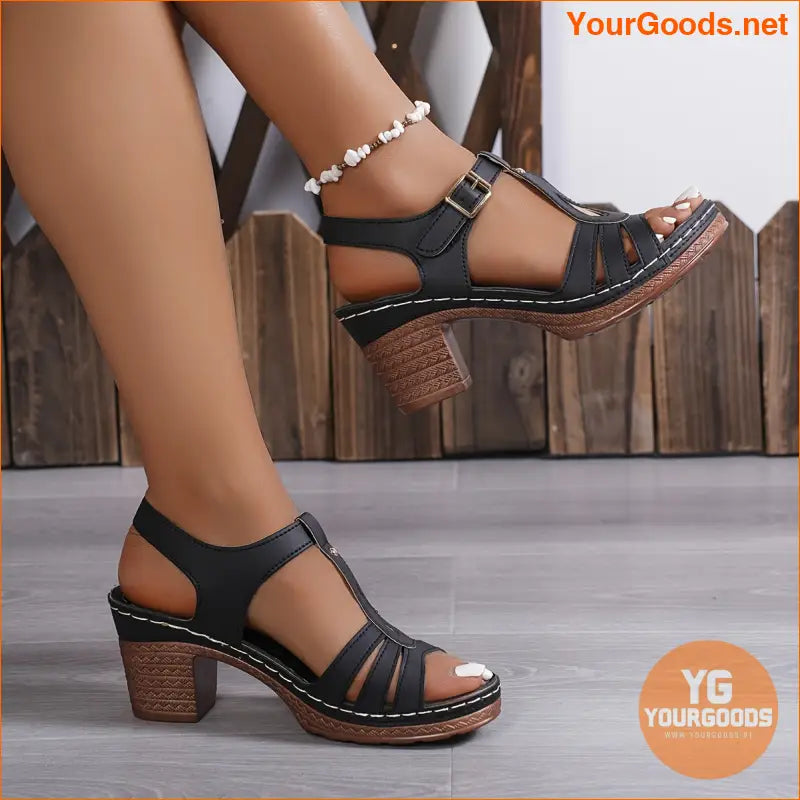 Stylish Womens Chunky Heel Open Toe Sandals - YourGoods Online Shop