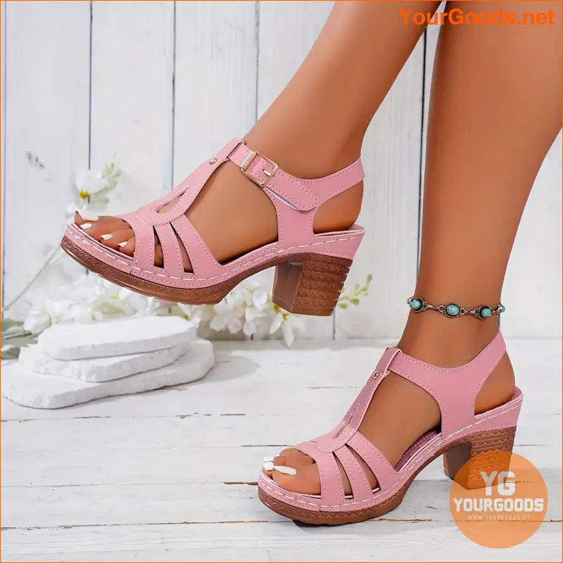 Stylish Womens Chunky Heel Open Toe Sandals - YourGoods Online Shop