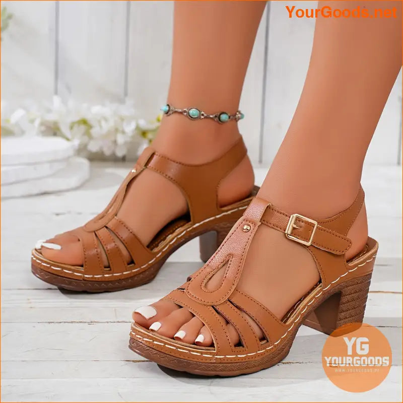 Stylish Womens Chunky Heel Open Toe Sandals - YourGoods Online Shop