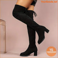 Stylish Womens Chunky Heeled OverTheKnee Stretch Boots - YourGoods Online Shop