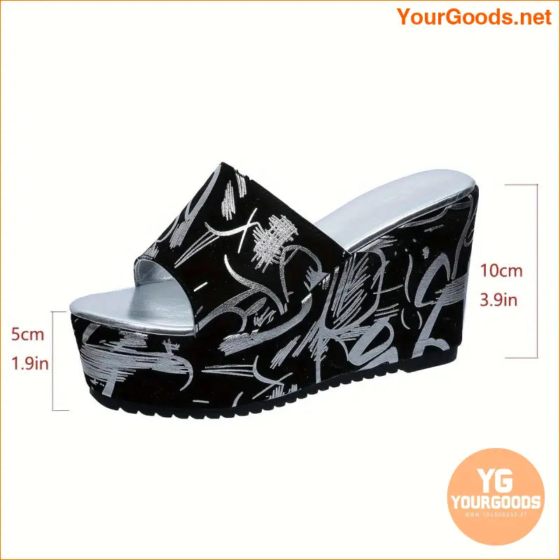 Stylish Womens Graffiti Wedge PeepToe Party Sandals - YourGoods Online Shop