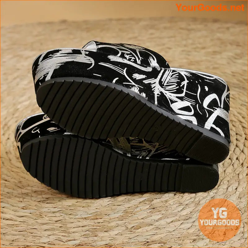 Stylish Womens Graffiti Wedge PeepToe Party Sandals - YourGoods Online Shop