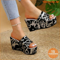 Stylish Womens Graffiti Wedge PeepToe Party Sandals - YourGoods Online Shop