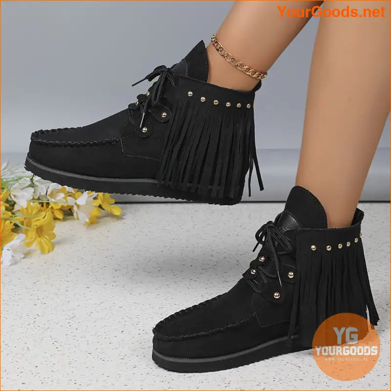 Stylish Womens LaceUp Tassel Chelsea Boots - YourGoods Online Shop