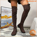 Stylish Womens OverTheKnee LaceUp Boots with Zipper - YourGoods Online Shop