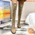 Stylish Womens OverTheKnee LaceUp Boots with Zipper - YourGoods Online Shop