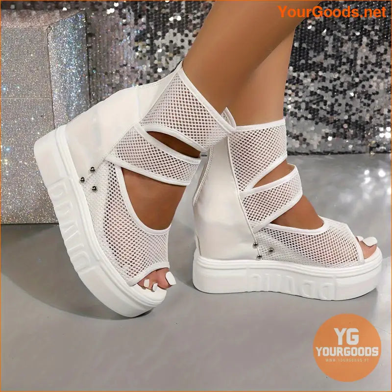 Stylish Womens Wedge Mesh PeepToe Platform Sandals - YourGoods Online Shop