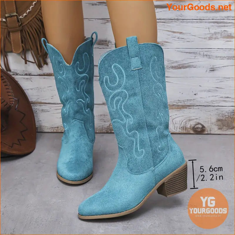 Stylish Womens Western Chunky Heel PullOn Boots - YourGoods Online Shop