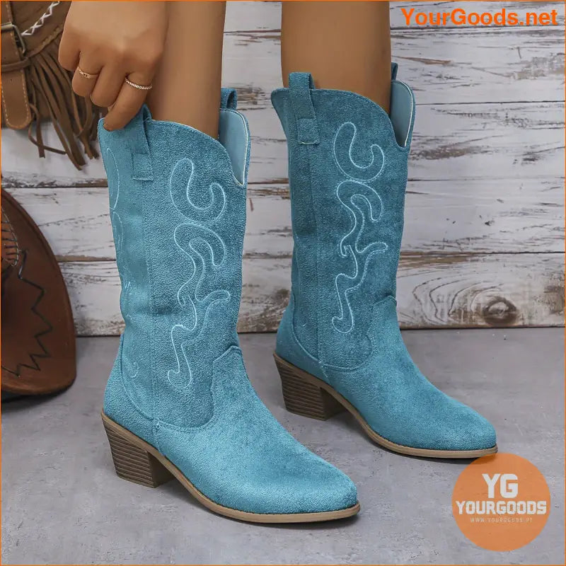 Stylish Womens Western Chunky Heel PullOn Boots - YourGoods Online Shop