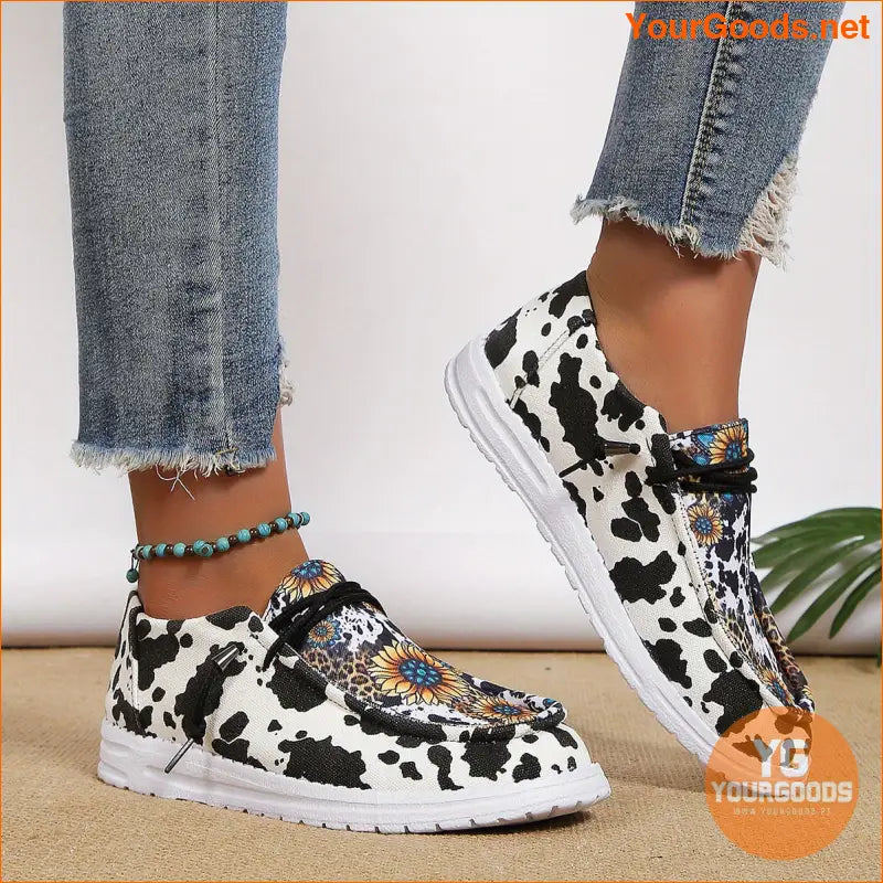 Sunflower Print Womens Low Top Canvas Shoes Lightweight Breathable - YourGoods Online Shop