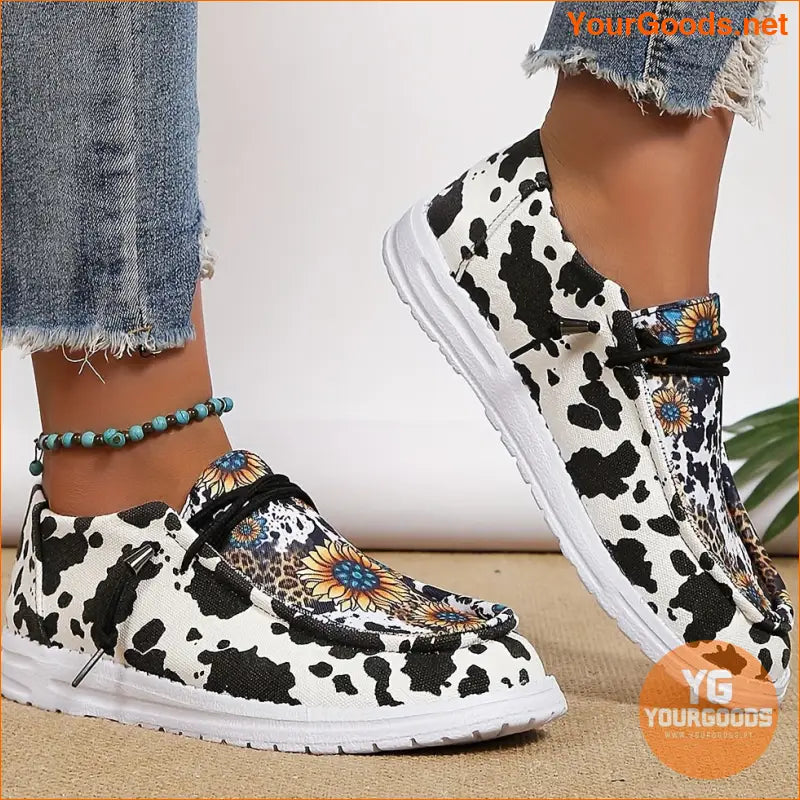 Sunflower Print Womens Low Top Canvas Shoes Lightweight Breathable - YourGoods Online Shop