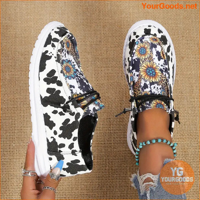 Sunflower Print Womens Low Top Canvas Shoes Lightweight Breathable - YourGoods Online Shop