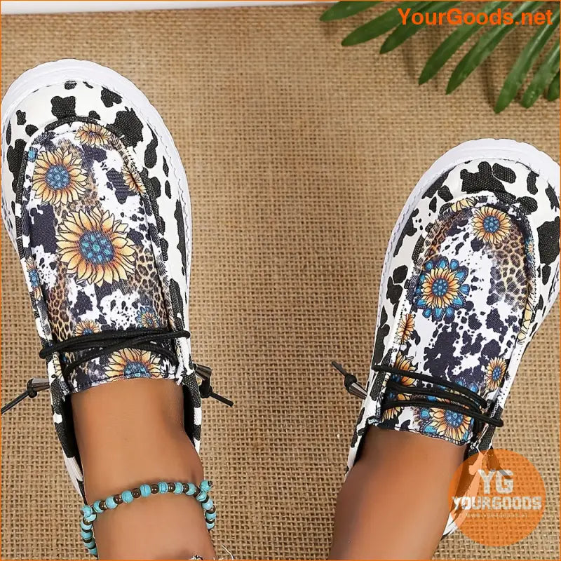 Sunflower Print Womens Low Top Canvas Shoes Lightweight Breathable - YourGoods Online Shop