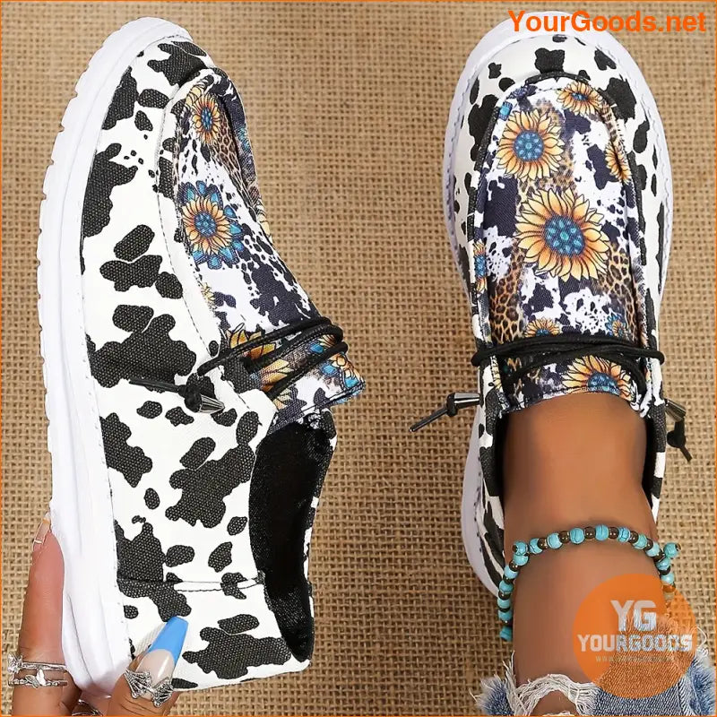 Sunflower Print Womens Low Top Canvas Shoes Lightweight Breathable - YourGoods Online Shop