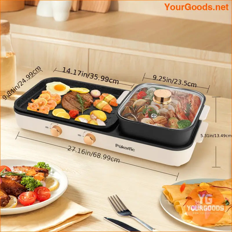 SUSTEAS 2in1 Electric Hot Pot Grill 1500W - YourGoods Online Shop